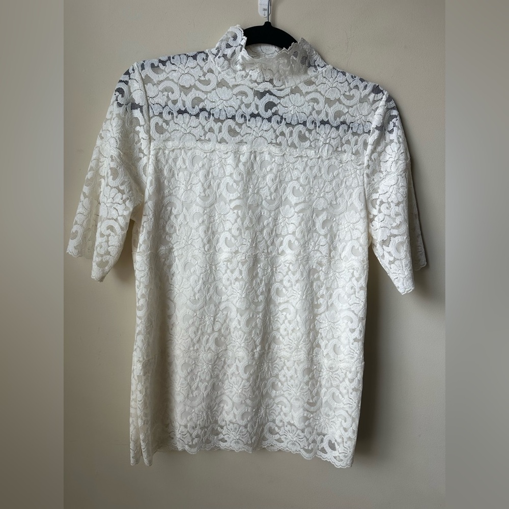 Boutique Essentials Vintage Women’s L Y2K Lace Whimsical Top Fairycore Blouse